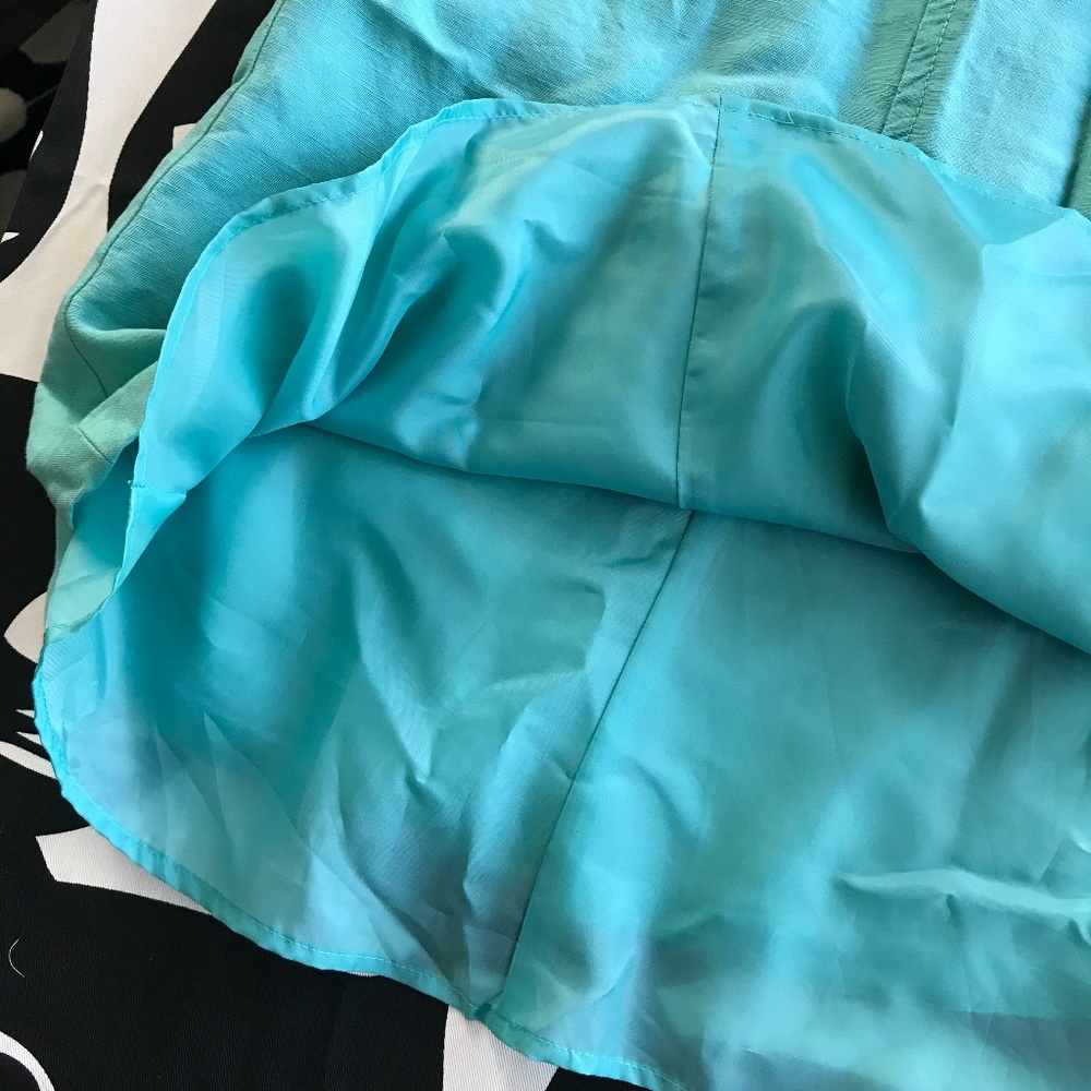 Linen Teal Turquoise Knee Length Skirt Kasper 16W - Picture 3 of 9